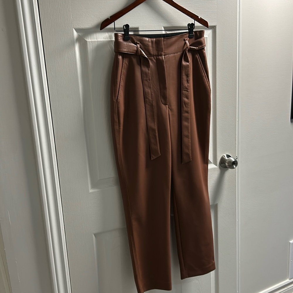 The Melina Cropped Pant. High-rise vegan leather cropped pants